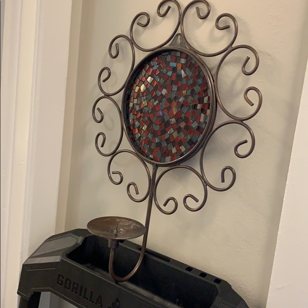 Mosaic candle wall sconce
